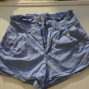 Free People High Waist Blue Shorts with Breezy Silhouette